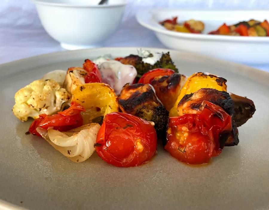 Halloumi And Vegetable Skewers Recipe Cuisine Fiend
